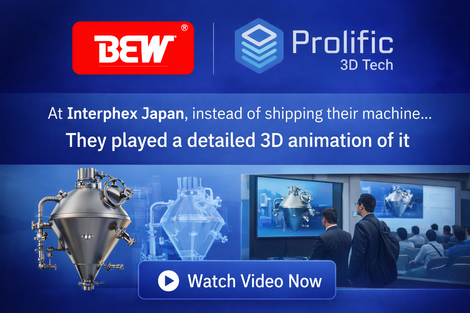 BEW conical dryer 3D animation at Interphex Japan